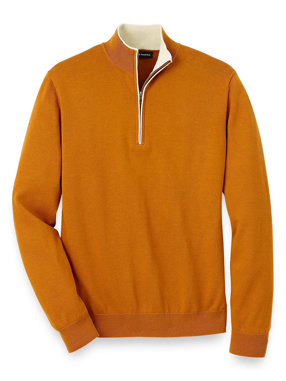 Supima Cotton Zip Mock Neck Sweater - Bronze