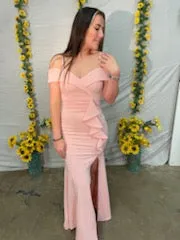 Sweetheart Off The Shoulder Ruffled Formal Dress