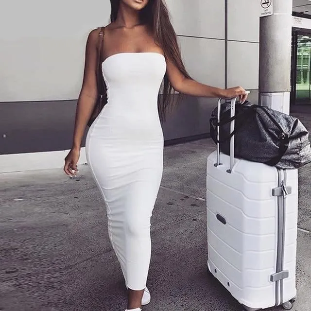 TEEK - Straight Tube Long Bodycon Dress