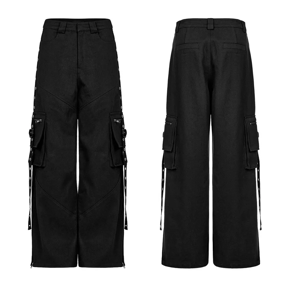 Urban Black Medium Waist Cargo Pants with Pockets