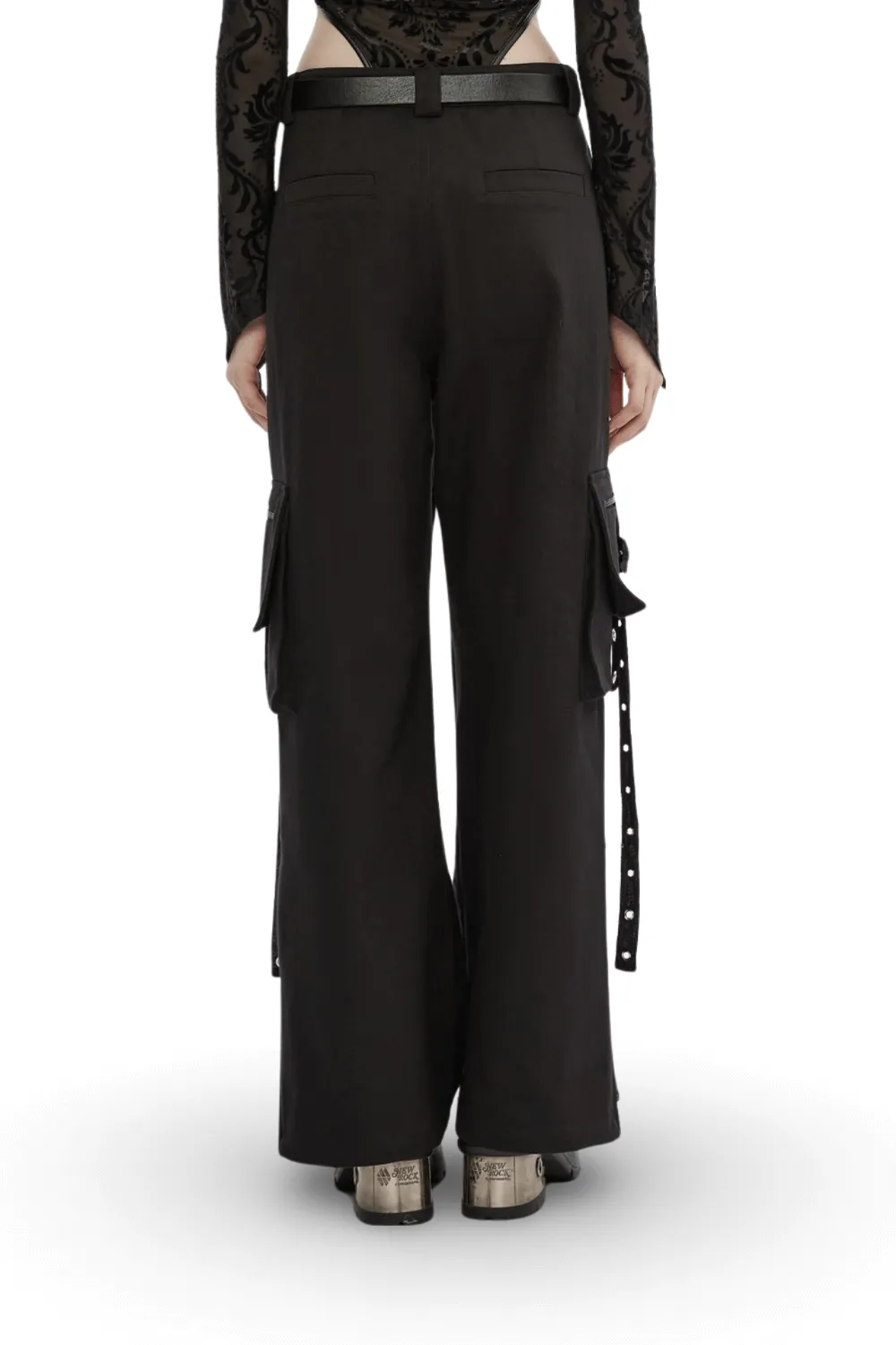 Urban Black Medium Waist Cargo Pants with Pockets