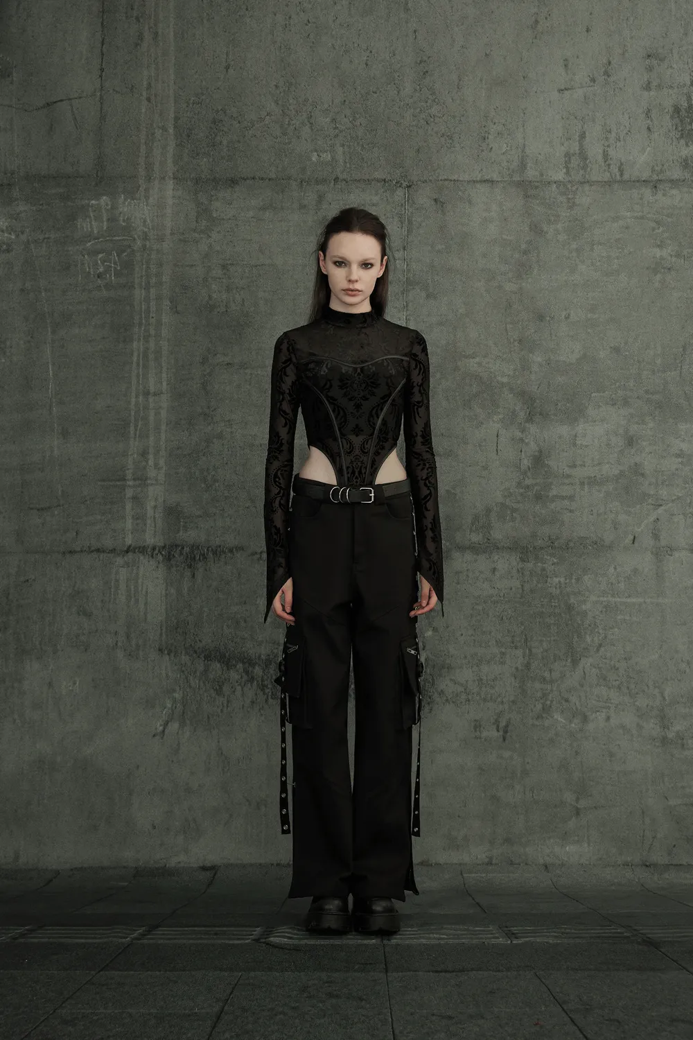 Urban Black Medium Waist Cargo Pants with Pockets