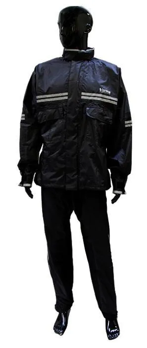 Voss V2 Storm System Raingear Black Silver Reflective