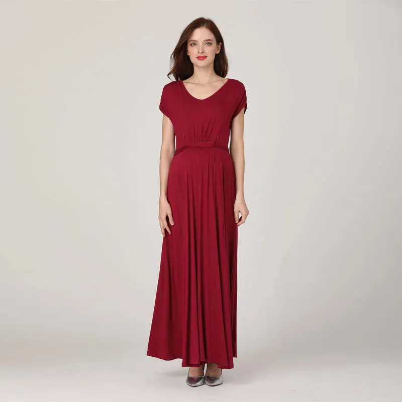 Wholesale Fashion Long Maternity Clothes Maxi Nursing Breastfeeding Dress Pregnant Long Dress Invisible Zippers Drop Shipping