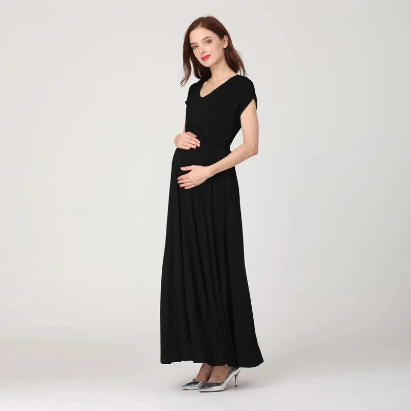 Wholesale Fashion Long Maternity Clothes Maxi Nursing Breastfeeding Dress Pregnant Long Dress Invisible Zippers Drop Shipping