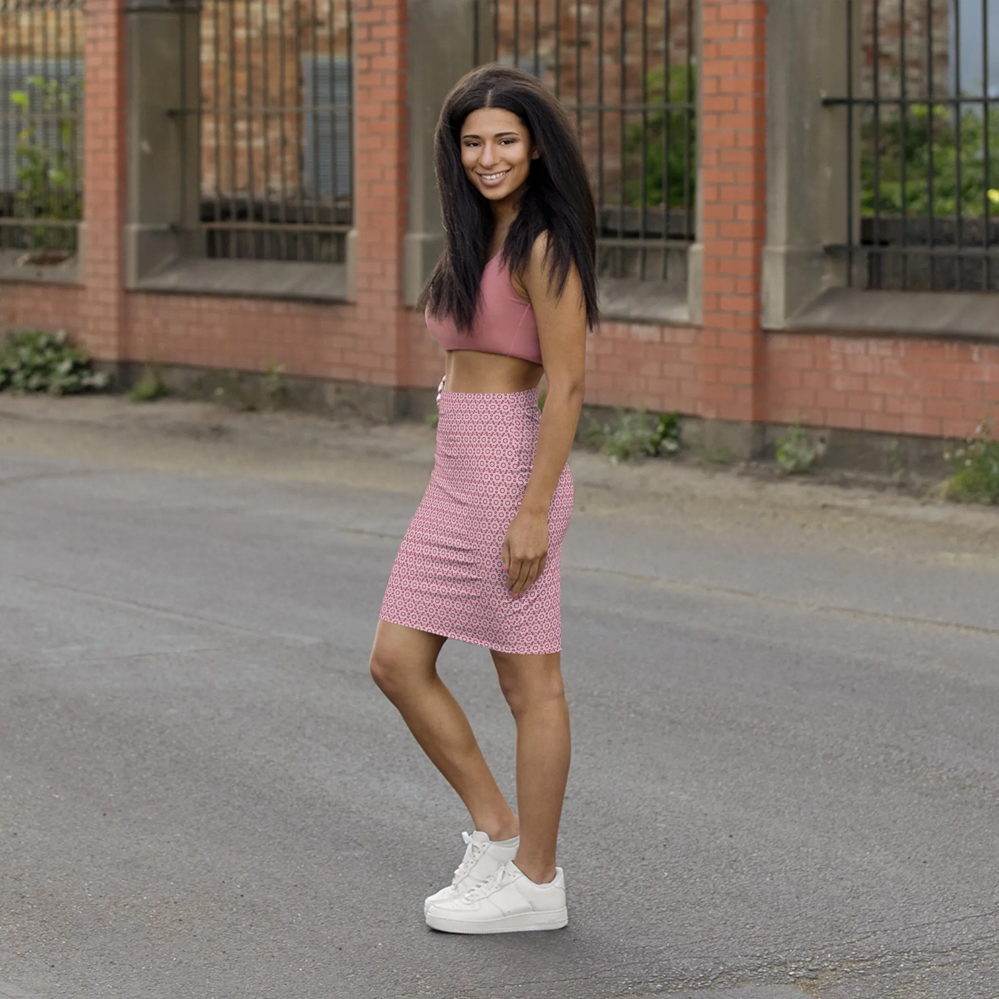 Women's Mid-Waist AOP Pencil Skirt (STAR'ED)